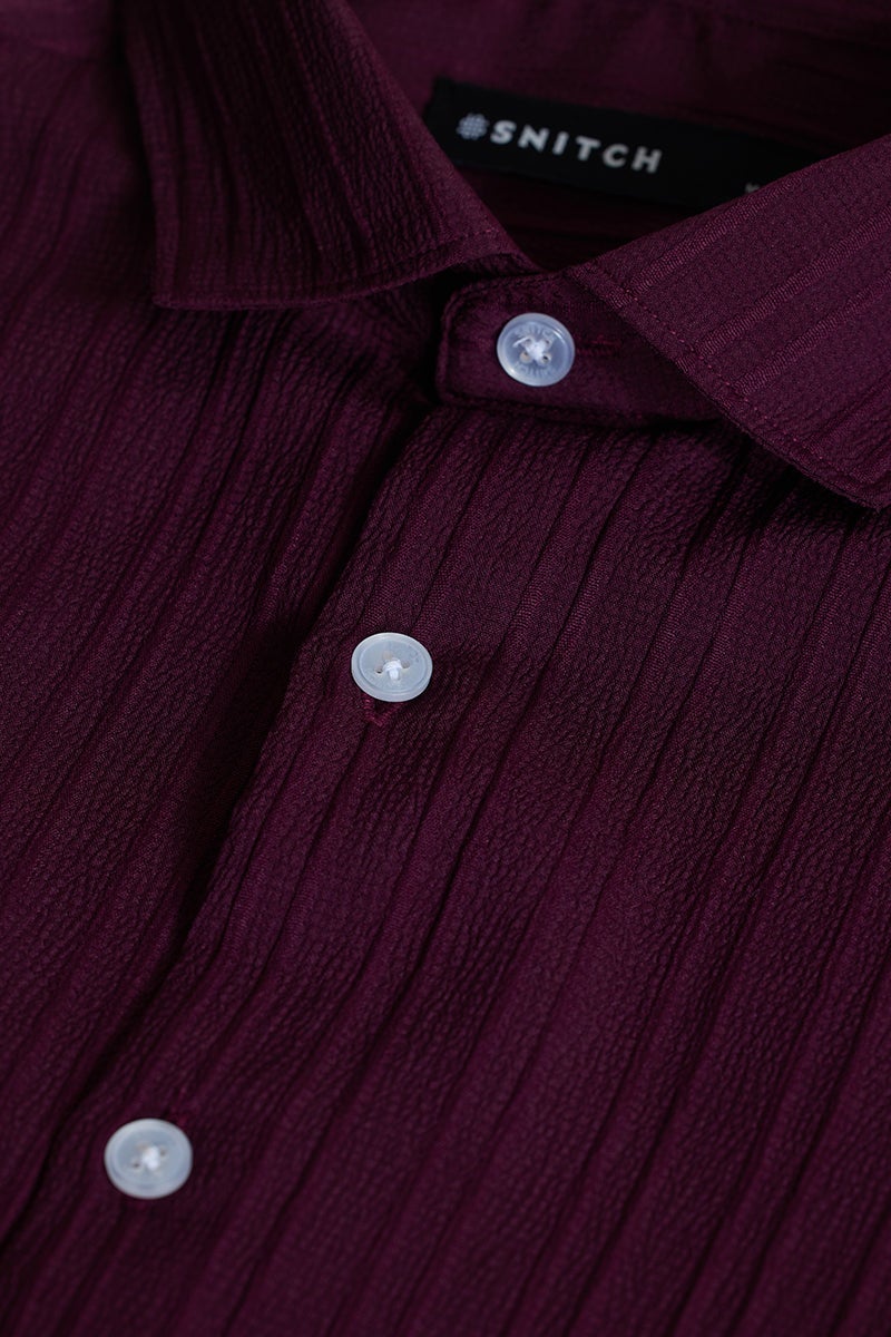SNITCH Burgundy Stripes Slim Fit Shirt - Image 2
