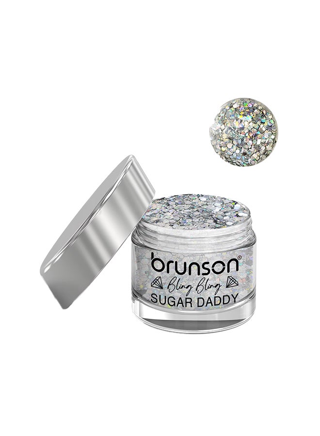 brunson Acrylic Nail Powder DIP And Buff System, Sugar Daddy Glittered 30ml BGA06