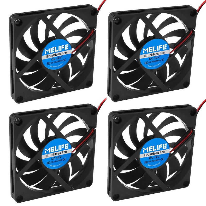 MELIFE 4 Pcs DC Exhaust Cooler Fan 12V 8010 Fan MELIFE 80x80x10 Brushless Cooling Fan 80MM for Makerbot for 3D Printer PC CPU Computer - Image 1