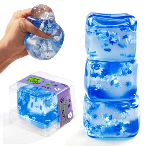 CHEROSIN Squishy Ice Cube Stress Balls 3Pack Sensory Squeeze Ice Toy Stress Balls for Kids and Adults Anxiety Relief Funny Fidget Balls Squishy Stress Calming Toys for Autism ADHD Children - Image 1