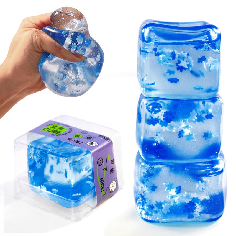 CHEROSIN Squishy Ice Cube Stress Balls 3Pack Sensory Squeeze Ice Toy Stress Balls for Kids and Adults Anxiety Relief Funny Fidget Balls Squishy Stress Calming Toys for Autism ADHD Children - Image 4