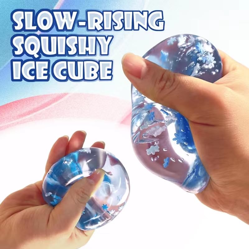 CHEROSIN Squishy Ice Cube Stress Balls 3Pack Sensory Squeeze Ice Toy Stress Balls for Kids and Adults Anxiety Relief Funny Fidget Balls Squishy Stress Calming Toys for Autism ADHD Children - Image 5