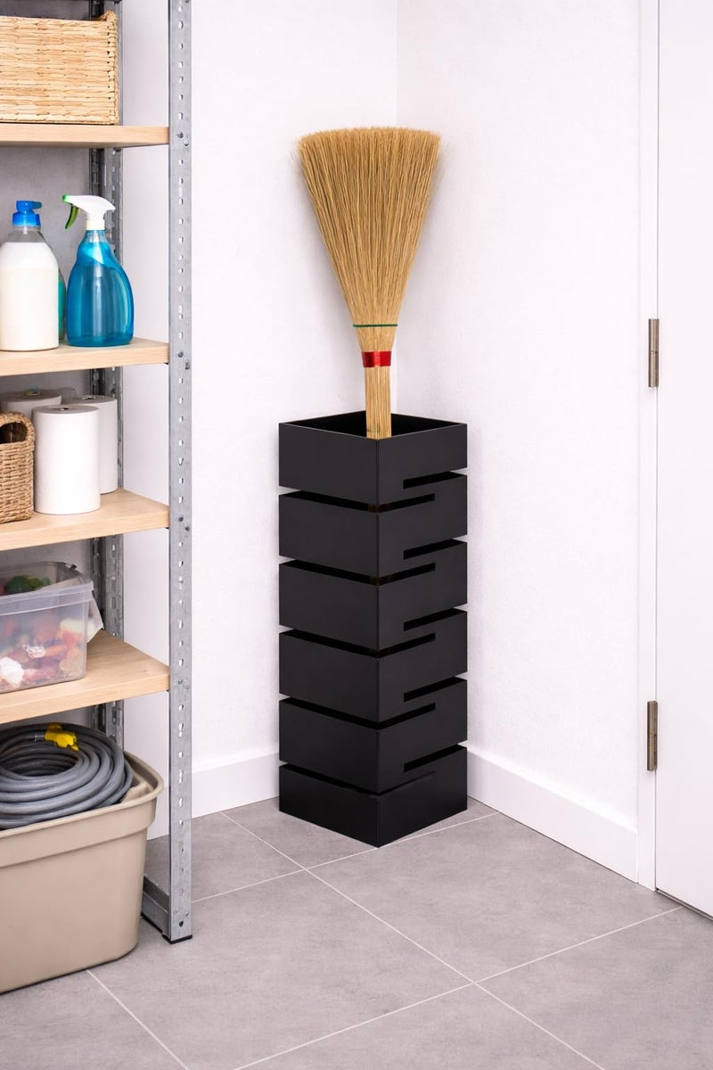 OGFC 52108 Metal long lasting broom stand/Mop stand for Indian home/office and commercial spaces/Modern stylish broom holder - Black - Image 1