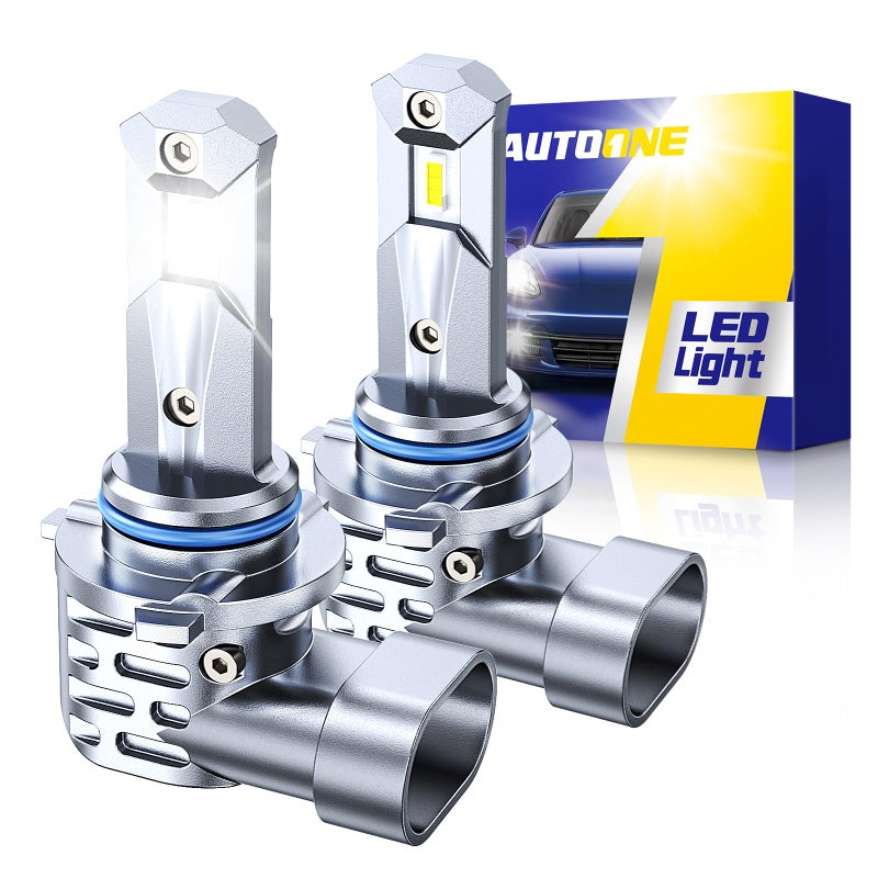 AUTOONE HB3 9005 LED Light Bulbs White, 6000K Super Bright, Fanless Mini Size, Plug and Play, Pack of 2 - Image 1