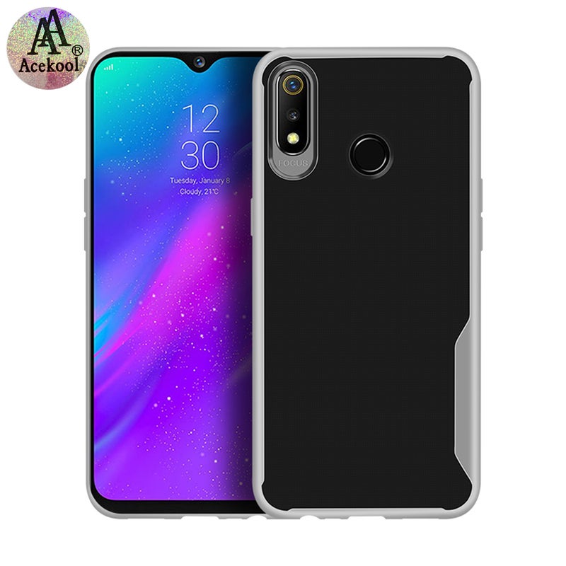 Generic (Unbranded) أسيكول لجهاز OPPO ريلمي 3 غلاف خلفي شفاف فائق النحافة غير قابل للانزلاق مضاد للصدمات غلاف واقي كامل شفاف رمادي - Image 1