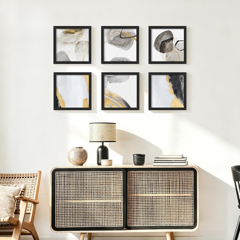 Picrit 8x8 Picture Frame Set of 12, Classic Modern Textured Black Gallery Wall Frames without Mat, Horizontal or Vertical Wall Mount and Tabletop Display for Home Decor - Image 2