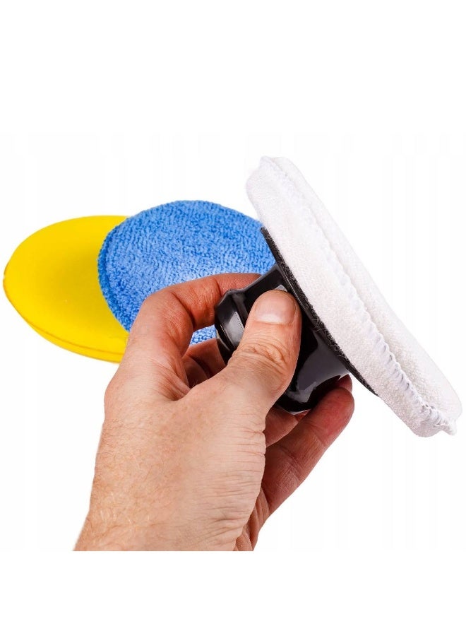 Agc Car Waxing Sponge Set with Handle Microfiber Applicator Pads Polishing Cleaning Kit Multipurpose Car Care Tool - Image 5