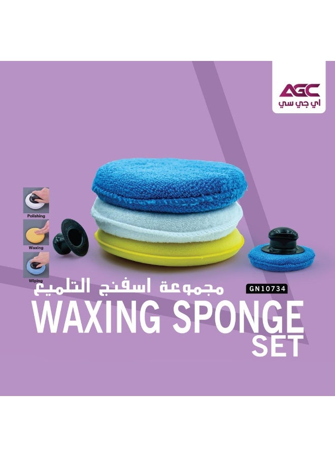 Agc Car Waxing Sponge Set with Handle Microfiber Applicator Pads Polishing Cleaning Kit Multipurpose Car Care Tool - Image 4