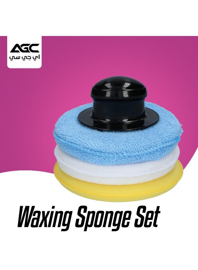 Agc Car Waxing Sponge Set with Handle Microfiber Applicator Pads Polishing Cleaning Kit Multipurpose Car Care Tool - Image 1