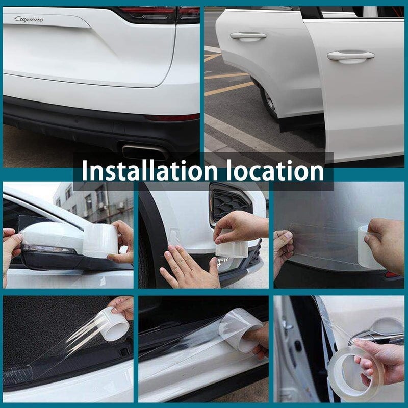 BASTO High Gloss White Carbon Fiber Paint Protection Film Tape – Transparent Anti-Scratch PVC PPF for Car Door Edge, Bumper, and Decorative Seal Strip – Universal Fit - Image 5