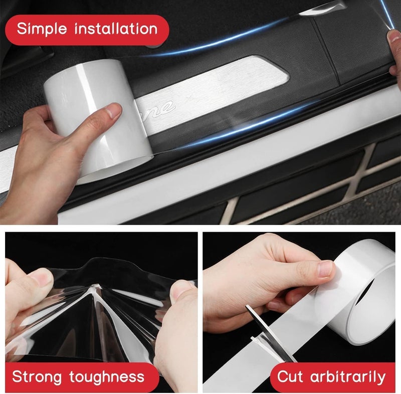 BASTO High Gloss White Carbon Fiber Paint Protection Film Tape – Transparent Anti-Scratch PVC PPF for Car Door Edge, Bumper, and Decorative Seal Strip – Universal Fit - Image 3