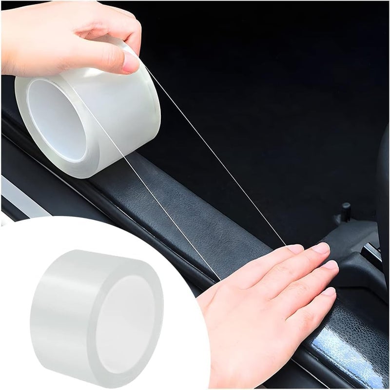 BASTO High Gloss White Carbon Fiber Paint Protection Film Tape – Transparent Anti-Scratch PVC PPF for Car Door Edge, Bumper, and Decorative Seal Strip – Universal Fit - Image 1