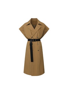 1 x 5 pcs Elegant Cape Design Sleeveless Trench Coat Women Khaki