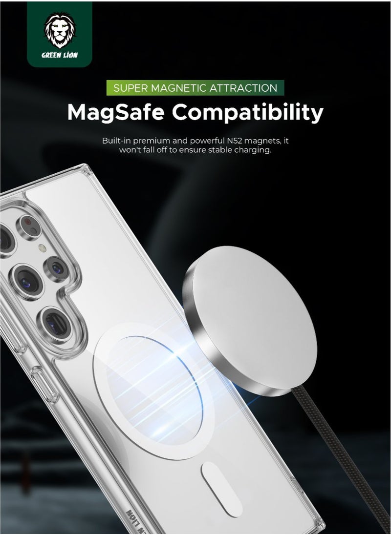 GREEN LION - Samsung Galaxy S24 Ultra MagSafe Case Crystal Clear Anti-Yellowing / Anti-Fingerprint  / Comfortable Grip Back Cover - Clear - Image 1