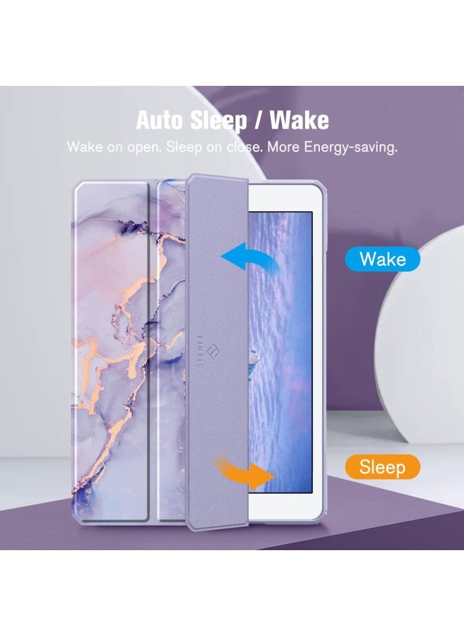 Generic - Applicable Ipad 10.2 Protective Case With Pen Slot Acrylic Tablet Case Ipad Air4/5 Painted Protective Case-Color:Purple Marble-Applicable Model:iPad Pro 10.5/air3 - Image 1