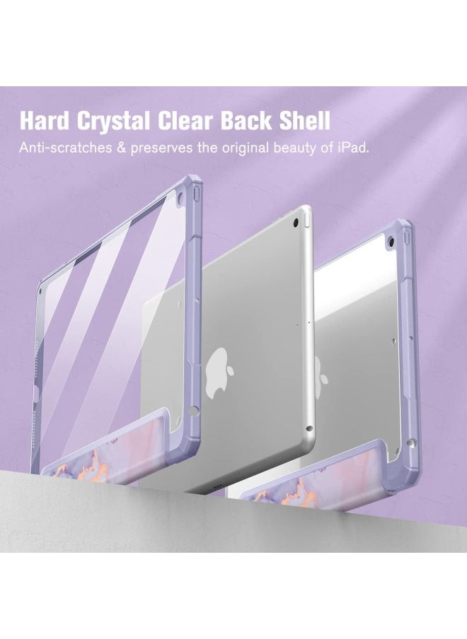 Generic - Applicable Ipad 10.2 Protective Case With Pen Slot Acrylic Tablet Case Ipad Air4/5 Painted Protective Case-Color:Purple Marble-Applicable Model:iPad Pro 10.5/air3 - Image 1