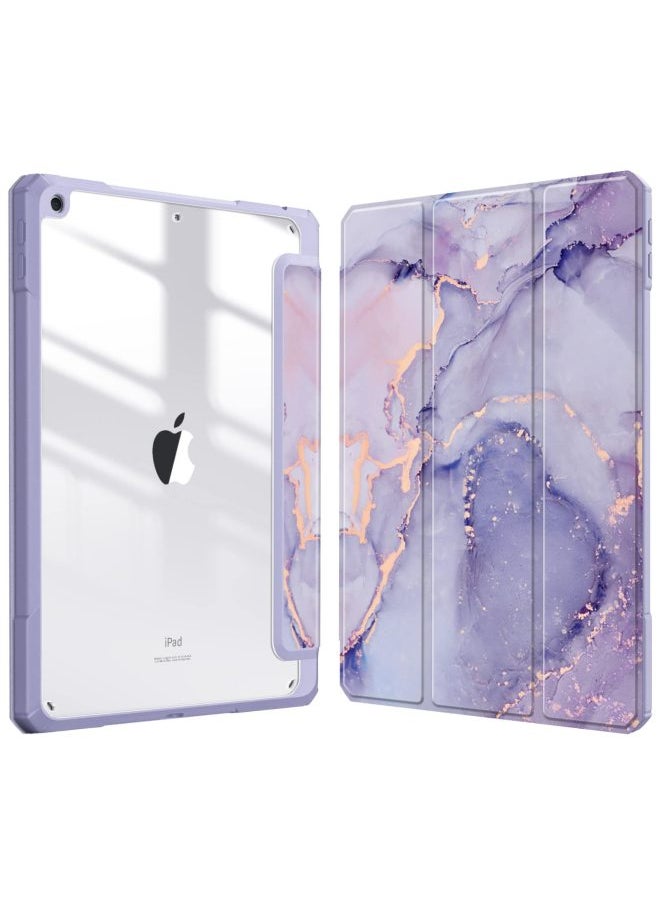 Generic - Applicable Ipad 10.2 Protective Case With Pen Slot Acrylic Tablet Case Ipad Air4/5 Painted Protective Case-Color:Purple Marble-Applicable Model:iPad Pro 10.5/air3 - Image 1