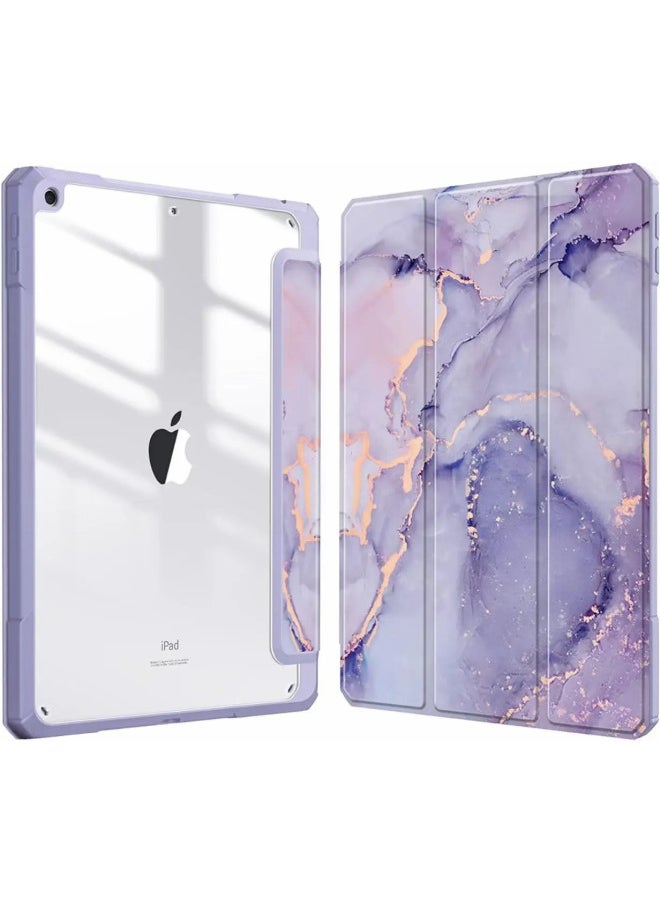 Generic - Applicable Ipad 10.2 Protective Case With Pen Slot Acrylic Tablet Case Ipad Air4/5 Painted Protective Case-Color:Purple Marble-Applicable Model:iPad Pro 10.5/air3 - Image 1