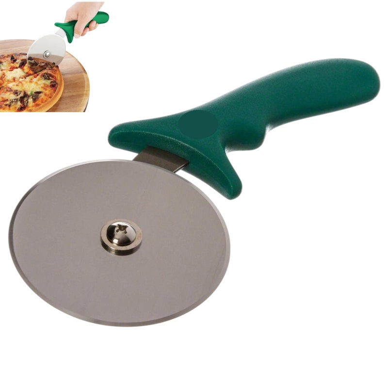 THW® Stainless Steel Pizza Cutter Big, Sandwich & Pastry Cake Cycle Cutter, Sharp, Wheel Type Cutter (Green) - Image 2