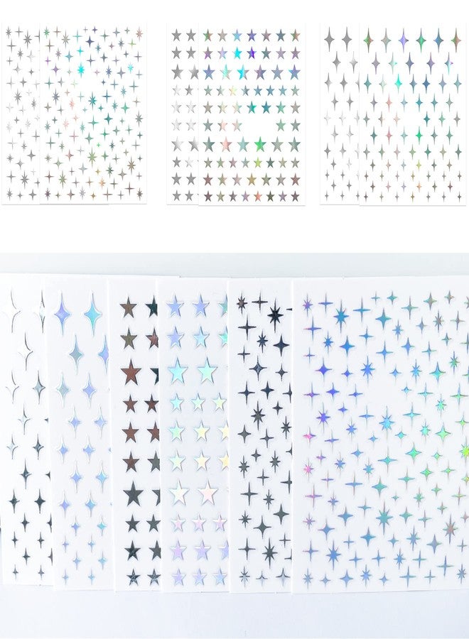 IHUKEIT Star Nail Aurora Silver Star Nail Art Decal Stickers for Women, Girls & Kids - Self-Adhesive, Pack of 6 - Image 5