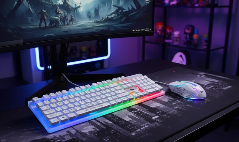 SitUp Master SK 120 Gaming Set (Keyboard + Mouse) | Support PC & PS5 - Arabic/English White - Image 4