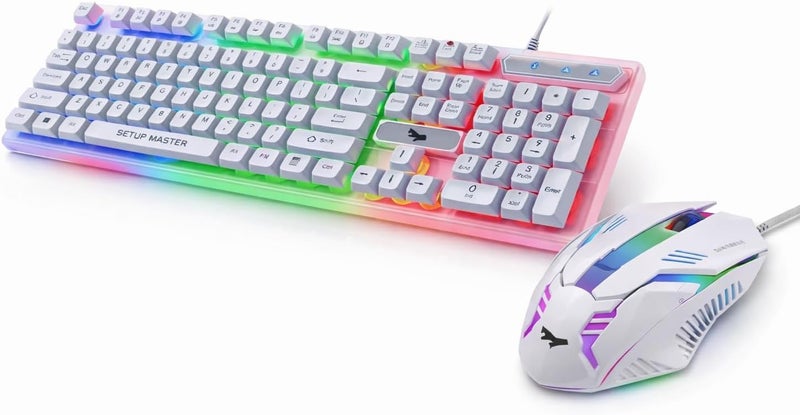 SitUp Master SK 120 Gaming Set (Keyboard + Mouse) | Support PC & PS5 - Arabic/English White - Image 1