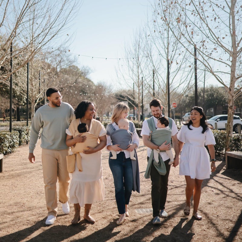 mushie Baby Wrap Carrier | Organic Cotton and Elastane | Infant Sling for Newborn and Babies 8-35 lbs (Roman Green) - Image 5