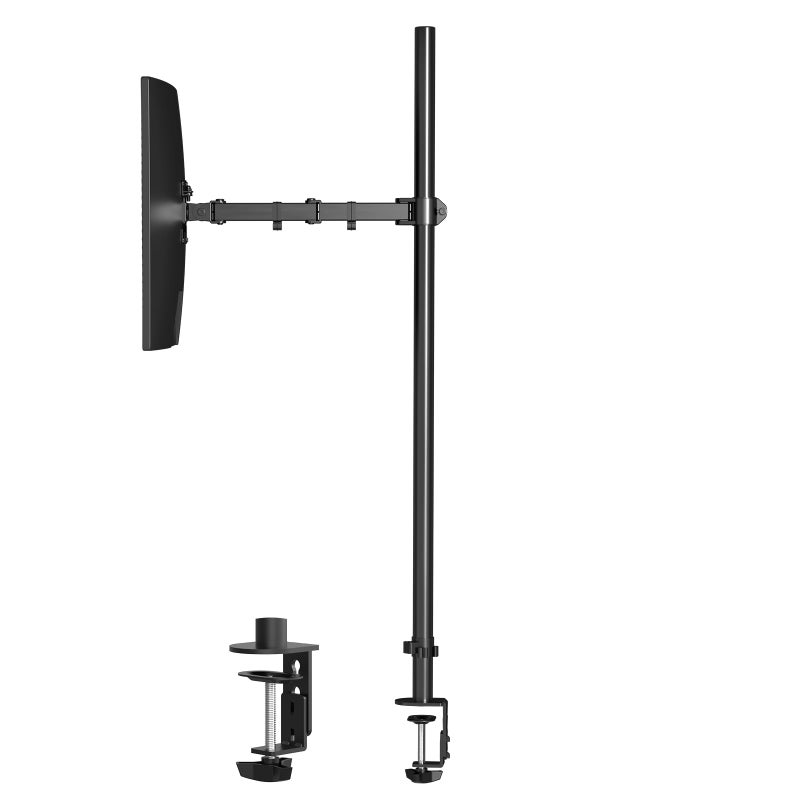 Pholiten Extra Tall Single Monitor Desk Mount Stand with 47 inch Pole for 13 to 27 inch ScreensFully Adjustable Monitor Arm Mount for Desk Holds up to 22lbs