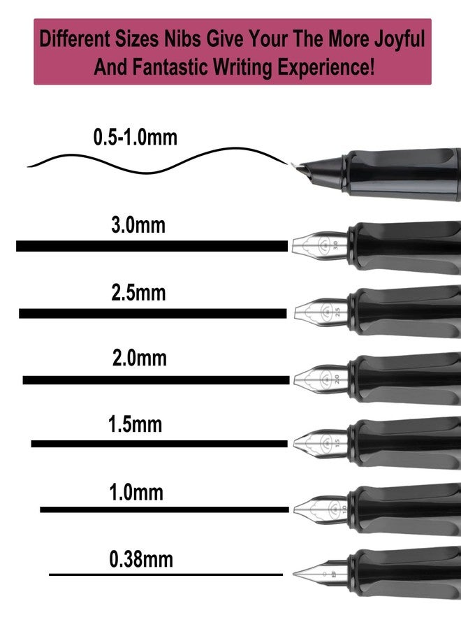 TIANREN Calligraphy Pen set,Fountain Pens with 8 Different Replaceable Nibs with 60 Ink Cartridges(12 Colors),Calligraphy set for Beginner Writing Drawing. - Image 3