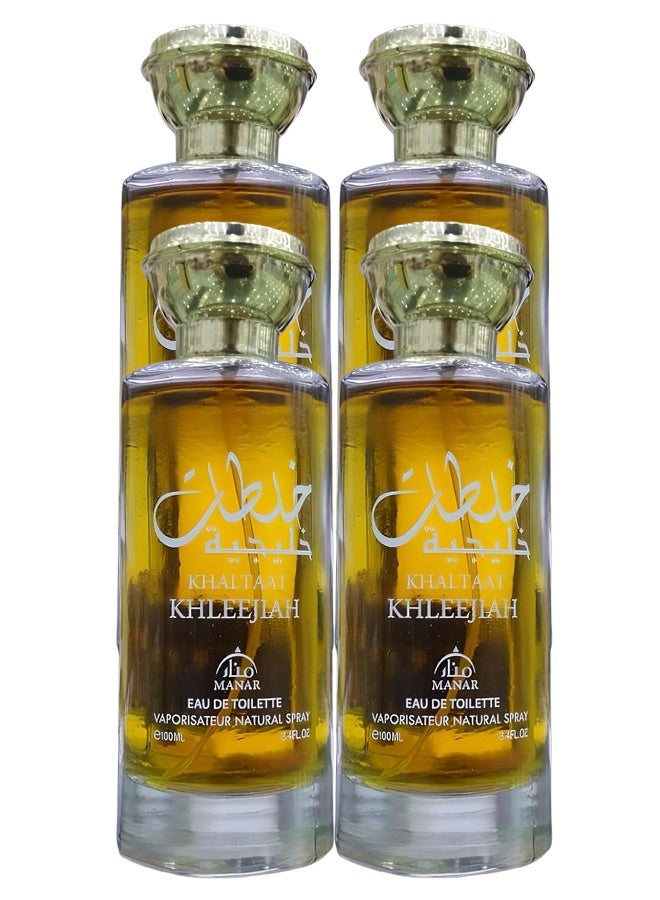 manar 4 Pieces Khaltaat Khleejiah Perfume For Unisex 100ml EDT - Image 1