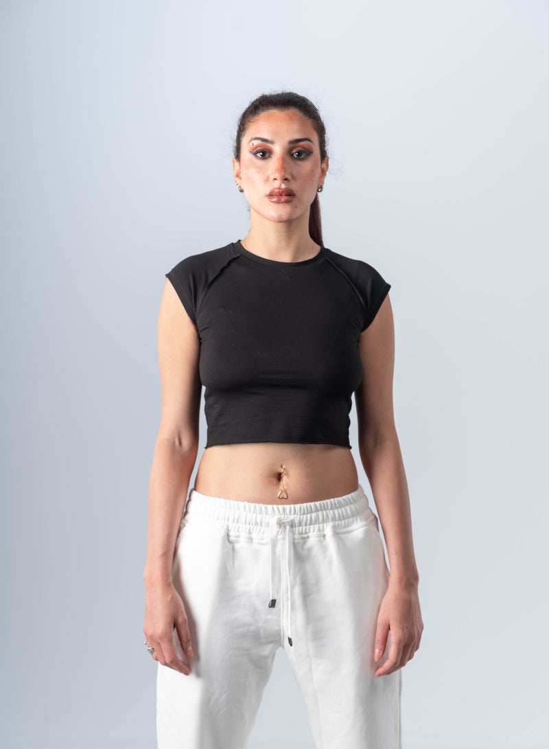 Plein De Vie Short sleeve black crop top 