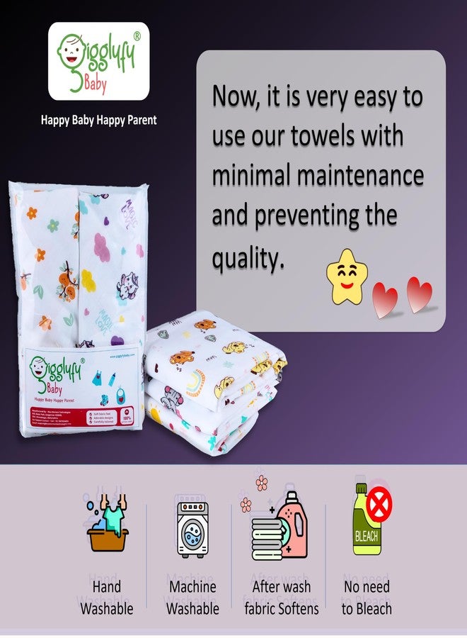 gigglyfy Baby Soft Cotton Bath Towel for Infants | Quick Dry Absorbent Safe Printed Muslin Towel for Newborn Babies | Toddler-Baby Towel for Boys and Girls (Nature Print) - Image 4