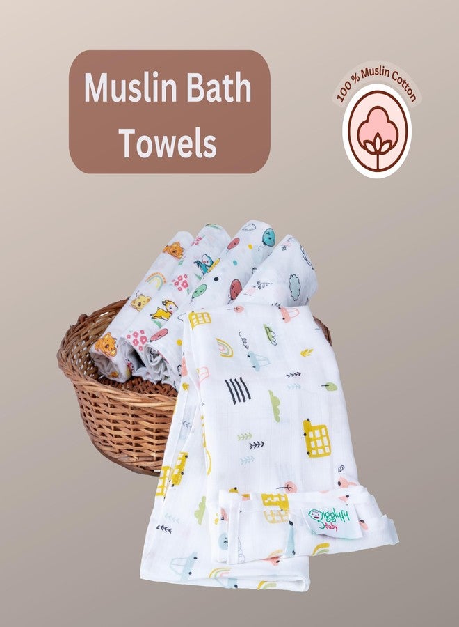 gigglyfy Baby Soft Cotton Bath Towel for Infants | Quick Dry Absorbent Safe Printed Muslin Towel for Newborn Babies | Toddler-Baby Towel for Boys and Girls (Nature Print) - Image 5