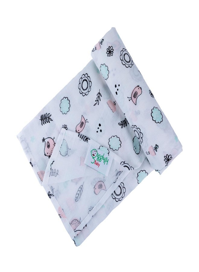 gigglyfy Baby Soft Cotton Bath Towel for Infants | Quick Dry Absorbent Safe Printed Muslin Towel for Newborn Babies | Toddler-Baby Towel for Boys and Girls (Nature Print) - Image 1