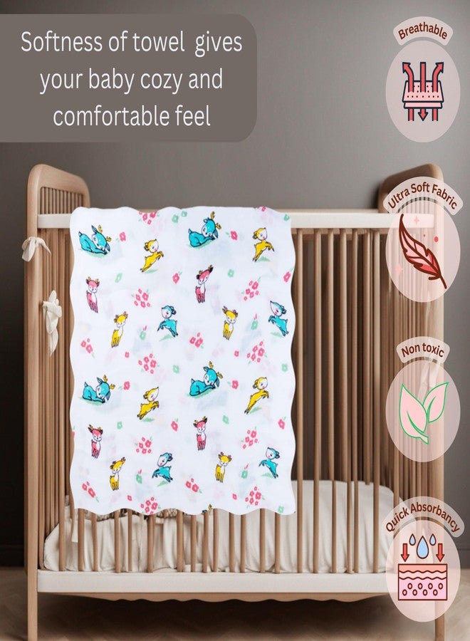 gigglyfy Baby Soft Cotton Bath Towel for Infants | Quick Dry Absorbent Safe Printed Muslin Towel for Newborn Babies | Toddler-Baby Towel for Boys and Girls (Nature Print) - Image 2