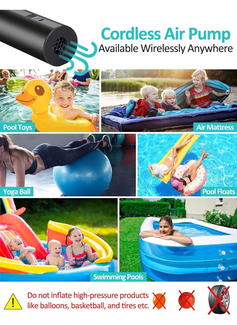 LIBERRWAY Electric Air Pump for Inflatables 22000mAH Rechargeable Battery Powered Air Mattress Pump Cordless Portable Air Pump QuickFill Inflator Pump for Camping Air Mattress Bed Pool Floats Toys Boats  - Image 5