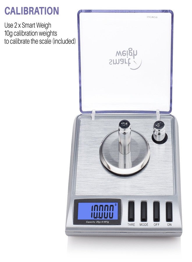 Smart Weigh GEM20-20g x 0.001 Grams, High Precision Digital Milligram Jewelry Scale, Reloading, Jewelry and Gems Scale, Calibration Weights and Tweezers Included - Image 4