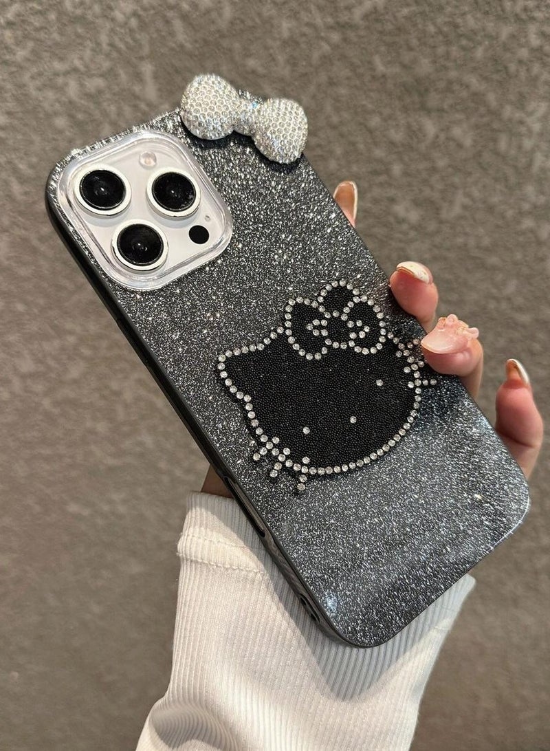 هالو كيتي جراب ايفون 16 برو ماكس بتصميم هيلو كيتي مرصع باحجارالراين اللامعه  اضيف لمسة فاخرة وأنيقة لهاتفك.