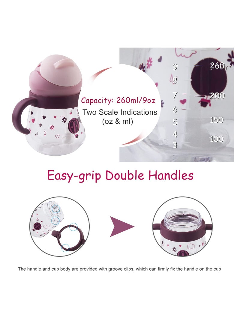 Baby Straw Cup with Handles, Sippy Cup for Baby Months 6+, Weighted Straw Non Spill Cup for Toddlers, Spill-Proof, Leak-Proof Soft Spout Cup 260ml, Bpa Free (Purple) - pzsku/ZC52467608FC7236095C8Z/45/_/1721032102/f4da3a54-40b1-4945-b316-f5e106b78e07