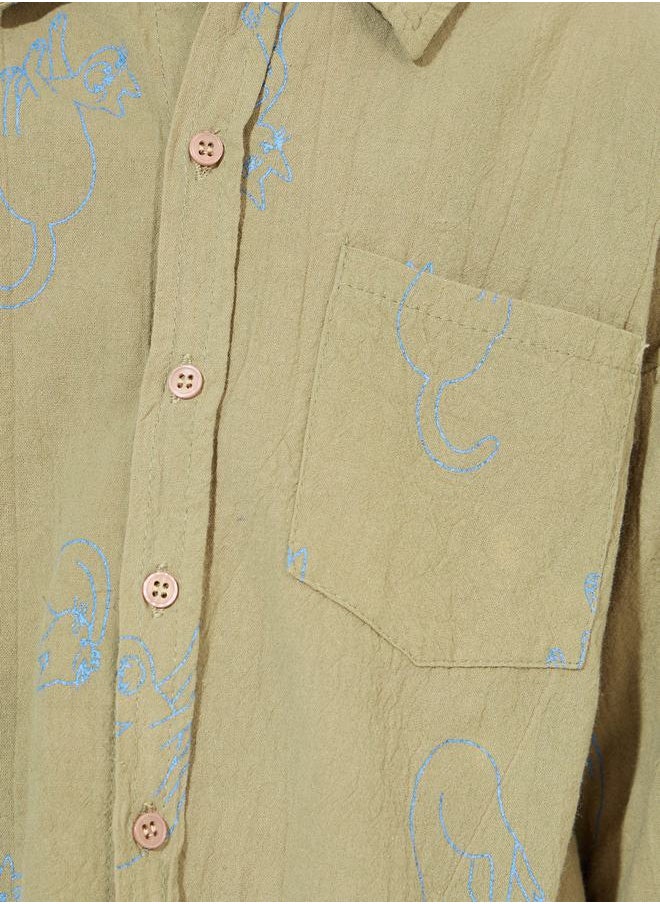 Styli - Printed Patch Pocket Shirt with Buttons - Image 1