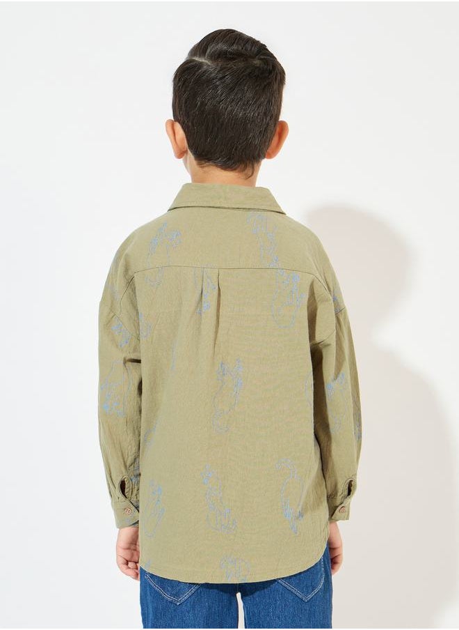 Styli - Printed Patch Pocket Shirt with Buttons - Image 1