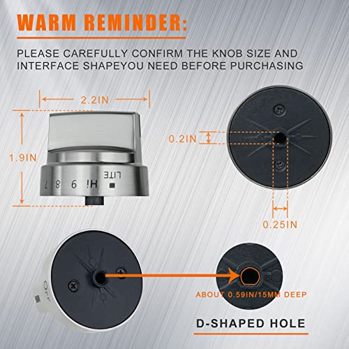 Aremae 5 Pack Stainless Steel WB03x24818 Gas Stove Knob Replacement for ge,PS11729081 AP5989029 Stainless Steel Stove Replacement Knobs,Compatible with ge Stove Knob（Not Universal） - Image 2