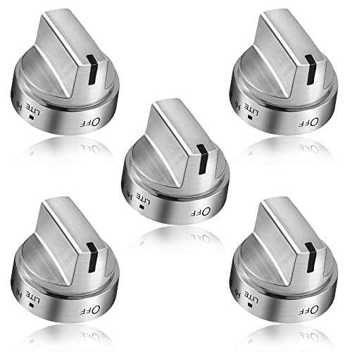 Aremae 5 Pack Stainless Steel WB03x24818 Gas Stove Knob Replacement for ge,PS11729081 AP5989029 Stainless Steel Stove Replacement Knobs,Compatible with ge Stove Knob（Not Universal） - Image 1