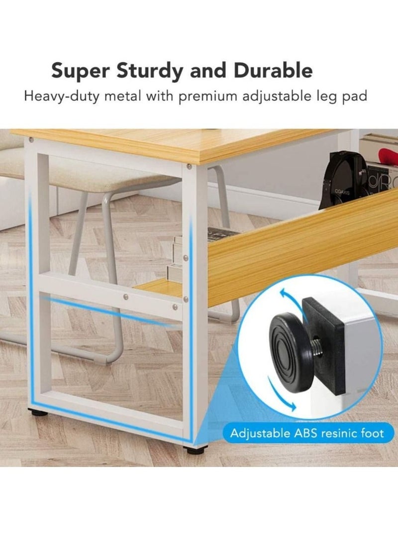 والالا مكتب دراسة كمبيوتر مع رف كتب مكتب منزلي كبير مع تخزين ورف طاولة رسم دراسة صناعية مع تصميم موفر للمساحة طاولة كمبيوتر محمول بتصميم عصري وبسيط 120x45x72 سم - Image 4