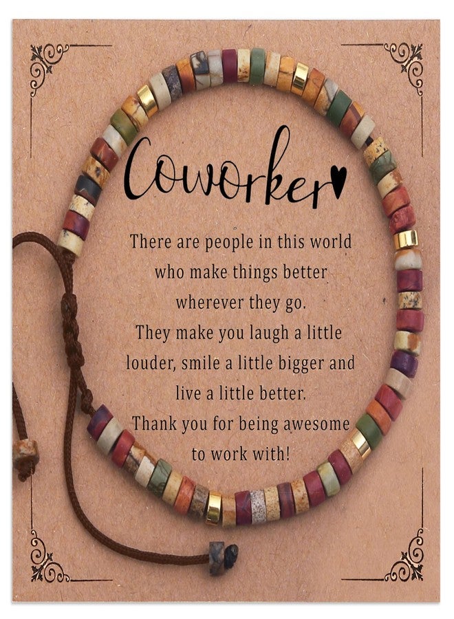 GINAZL Appreciation Gifts for Coworkers, Natural Stone Beaded Bracelet for Women Emotional Support Motivational Inspirational Gifts for Friends Female Coworkers - Image 1