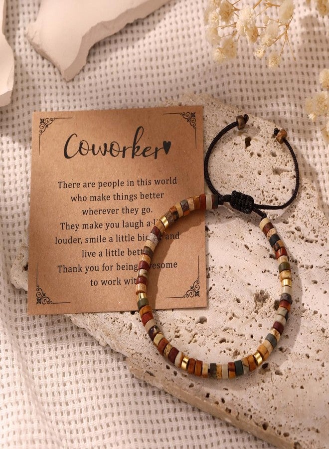 GINAZL Appreciation Gifts for Coworkers, Natural Stone Beaded Bracelet for Women Emotional Support Motivational Inspirational Gifts for Friends Female Coworkers - Image 4
