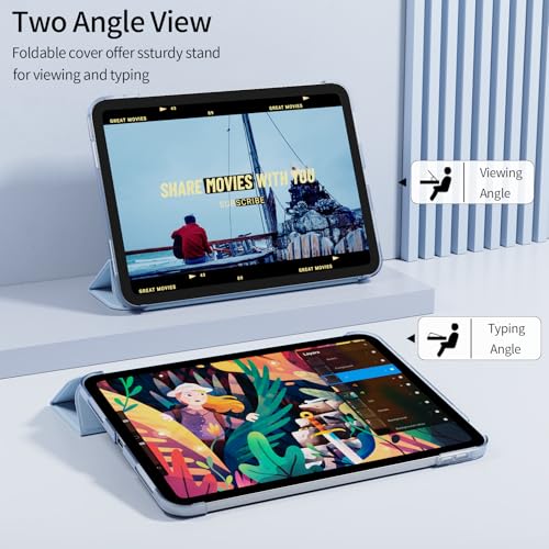 KenKe Case for iPad (A16) 11th Generation 11 Inch 2025, iPad 10th Generation 2022 10.9 Inch, Slim Trifold Stand Smart Case, Hard PC Translucent Back Shell Cover Without Pencil Holder, Sky Blue - Image 4
