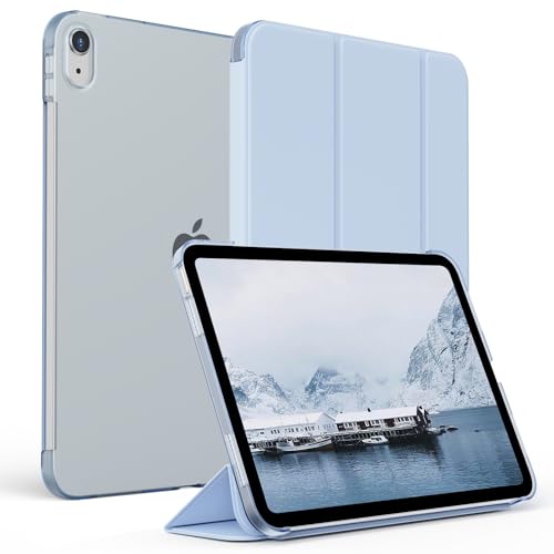 KenKe Case for iPad (A16) 11th Generation 11 Inch 2025, iPad 10th Generation 2022 10.9 Inch, Slim Trifold Stand Smart Case, Hard PC Translucent Back Shell Cover Without Pencil Holder, Sky Blue - Image 1