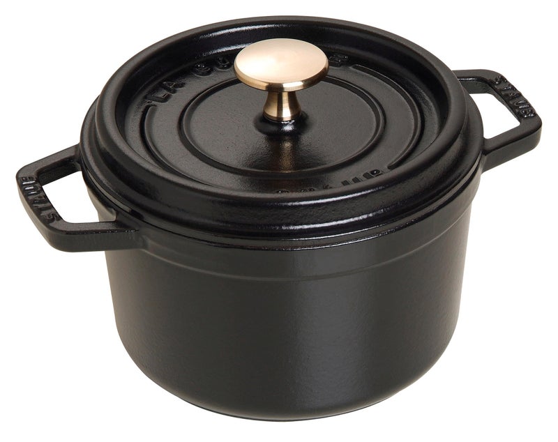 STAUB ستوب لا كوكوت دائري 40509-480 بيكو كوكوت دائري أسود 6.3 بوصة (16 سم) صغير، صب يدوي مزدوج، وعاء مينا، متوافق مع الحث، منتج ياباني أصلي - Image 1