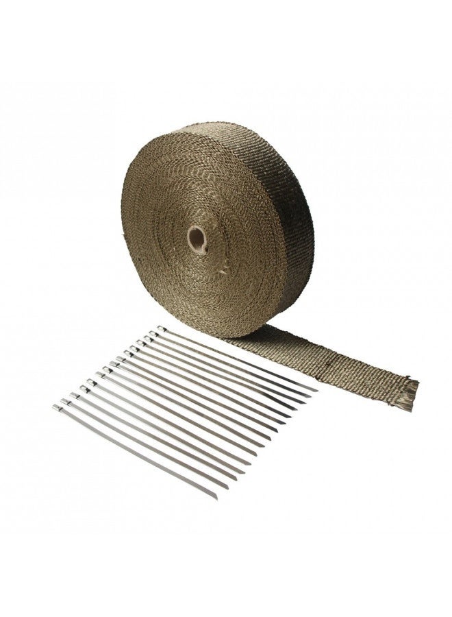 Generic Ledaut 2"X 100'Titanium Exhaust Heat Wrap For Car And Motorcycle Exhaust Tape With Stainless Ties - Image 1
